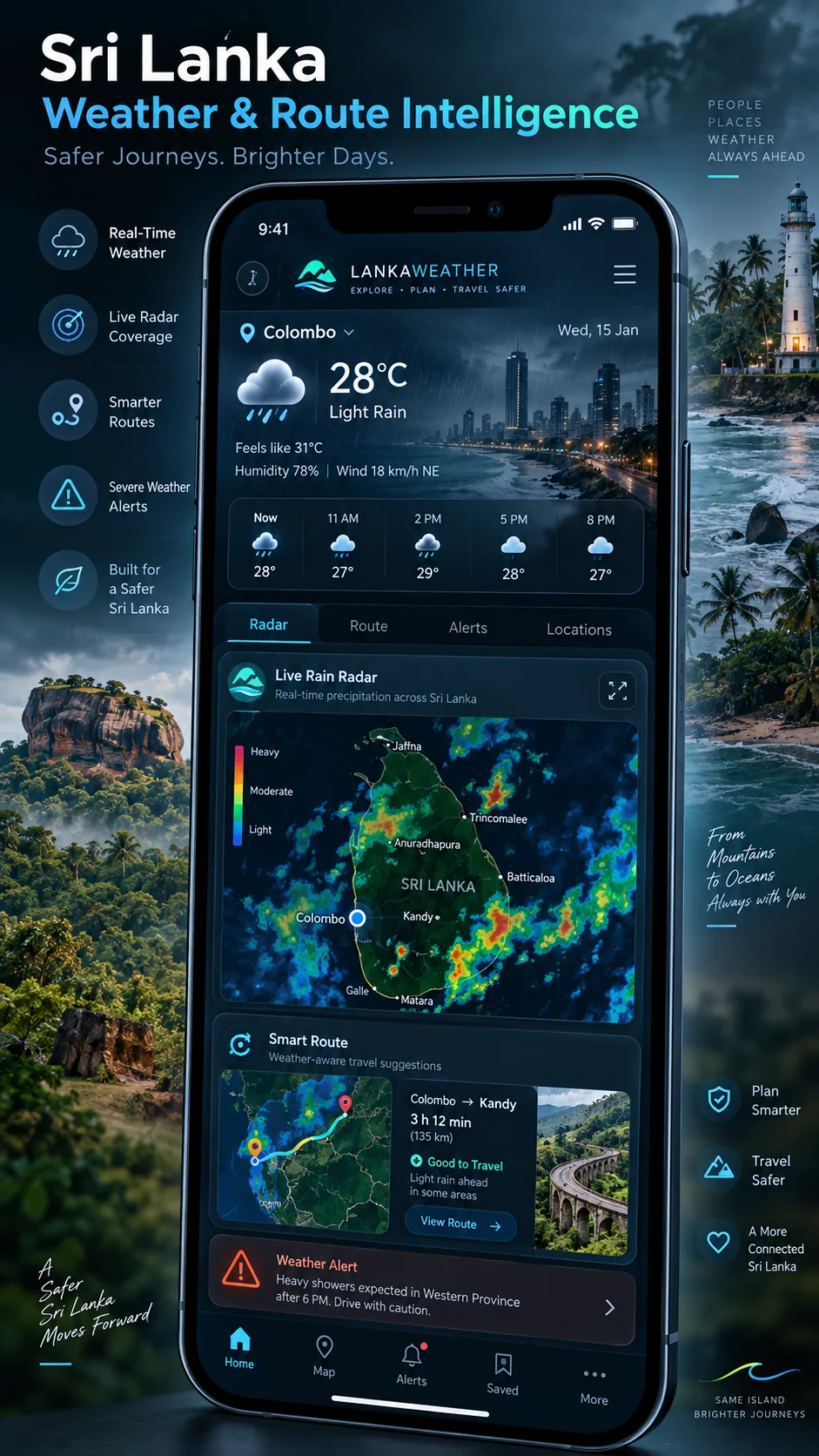 Mobile weather and route intelligence preview
